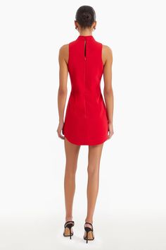 Mini Dress Sleeveless High Neck Rounded Bottom Hem 100% Polyester Wash Cold, Hang Dry CI-21739 Women Sleepwear, The Marshall, Amanda Uprichard, High Neck Sleeveless, Hanging Dryer, Dress Sleeveless, Sleepwear Women, Women's Dresses, Red Dress