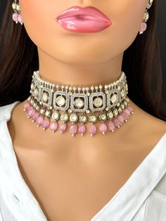 Pink Premium Dual Tone uncut Polki Kundan Choker, Sabyasachi choker, Bollywood Indian Pakistani jewelry for wedding, Bridal jewelry Gold-plated foiled Kundan necklace set. Regular Size And Adjustable Ships from California, USA Delivery in 2-5 business days in the USA. Other colors can be found here https://www.etsy.com/listing/1423048212/red-premium-dual-tone-uncut-polki-kundan?ref=listings_manager_grid https://www.etsy.com/listing/1437261349/mint-premium-dual-tone-uncut-polki?ref=listings_manag Jewelry For Wedding, Kundan Choker, San Ramon, Sassy Hair, Kundan Necklace, Pakistani Jewelry, Kundan Necklaces, Bridal Gold Jewellery, Brass Jewelry