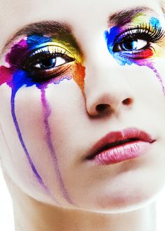 When I saw this picture I thought of the  women from every tribe, tongue, nation and time who have cried in silence and pain. We were made from one blood, it just shows differently on the outside. Acts 17:26 Rainbow Tears, Horror Make-up, Avant Garde Makeup, Color Paint, Fantasy Makeup, Editorial Makeup, Costume Makeup, Eye Art