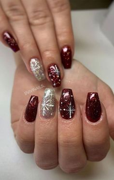 Festive Nail Art, Valentine Nails, Silver Nail, Christmas Nails Acrylic, White Nail, Nail Designs Glitter