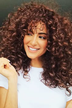 Spiral Perm Long Hair, Long Hair With Bangs And Layers, Rose Brown Hair, Haircuts For Long Hair With Bangs, Blond Rose, Spiral Perm, Permed Hair, Colored Curly Hair