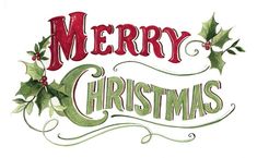 a merry christmas sign with holly leaves and red berries on it's side, in green lettering