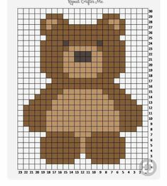 a cross stitch pattern with a brown teddy bear on it's chest and the words,