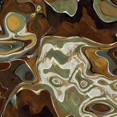 an abstract painting with brown, green and white colors on the surface canvas wall art print