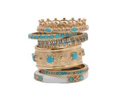 14K Rose Gold Scalloped Edge Half Crown Stack Ring with Blue Turquoise and Champagne Diamonds (0.14 TCW) Turquoise And Gold Jewelry, Half Crown, Turquoise Statement Ring, Stacked Wedding Bands, Stacked Wedding Rings, Wrap Bangles, Wide Band Ring, Stack Ring, Dress Well