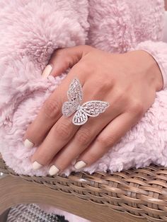 Our beautiful Butterfly Ring made with cubic zirconia stone Adjustable size White gold dipped Looks so beautiful on. You will love it Creative Engagement Rings, Mehndi Art Designs, Largest Butterfly, Topaz Engagement Ring, Curved Wedding Band, Diamond Bridal Sets, Butterfly Ring, Butterfly Jewelry, Peridot Ring