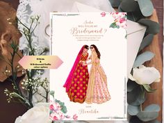 Personalised Indian Bridesmaid proposal card, Bridesmaid gift. Customisable unique proposal card Digital Download Having an Indian/Hindu/Muslim/South Asian/Sri Lankan/West Indian wedding  and want to ask your girlfriends to be a part of the wedding? This is the perfect, unique card!  This Bridesmaid Proposal Card will be personalised by me accordingly to your personalisation request. Please refer the personalisation codes for outfits  in sample pictures. I will send you a proof of your personali Desi Bridesmaids, Unique Proposals, Bridesmaid Proposal Cards, Be My Bridesmaid Cards, Bridesmaid Cards, Bridesmaid Outfit, South Asian Wedding, Will You Be My Bridesmaid, Asian Wedding