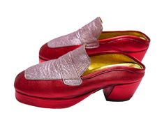 Skilled and local hands constructed these metallic red and pink mules from our L’Artisane collaboration– the Senegal-sourced leather is sustainably upcycled from a previous life, resulting in a unique patina with characteristics that– just like you– can’t be duplicated. *Each piece is handmade from deadstock leather, therefore slight variations in each pair may occur. This elevates the character and beauty of owning an artisanal piece made by Senegalese craftsmen. Slips onHeel Height: 2 in/5 cmH Pink Mules, Previous Life, Leather Mules, Metallic Leather, Holiday Collection, Brooklyn, Patina, Loafers, Slip On