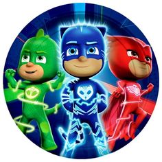 the pj masks party plates are ready to be eaten