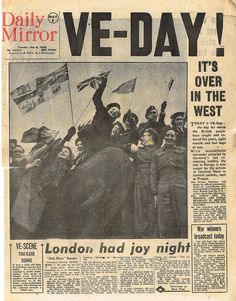 an old newspaper with the front page saying ve - day