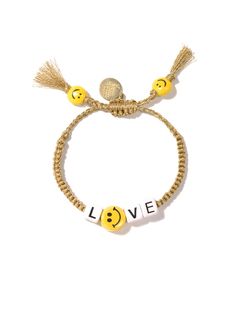 Love to see you smile 😃 6" Adjustable gold threadwork Drawstring closure (extendable up to 8") Gold plated brass hardware Ceramic charms Handmade in New York City. ﻿﻿Due to the handmade nature of our products, some charms may vary in color and style or be replaced if unavailable. Please allow 5-7 business days for production. Smiley Bracelet, Ceramic Charms, Love Smiley, Bracelet Gold, You Smile, Brass Hardware, Smiley, See You, Handmade Natural