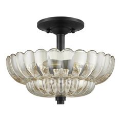 a large glass bowl ceiling light fixture