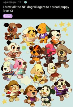 a bunch of cartoon dogs that are all together