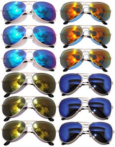 PRICES MAY VARY. SUN PROTECTION: UV400 lenses provide 100% protection from harmful UV's. STURDY AND DURABLE: Polycarbonate lenses are impact resistant, lightweight and comfortable. This metal frame with soft nose pads is great for long wear while driving, laying on the beach, running errands, or outdoor activites. FASHIONABLE: These aviators are a classic look that will never go out of style. They are the perfect accessory to add to any outfit or costume! BUYING IN BULK: The price per pair is mu Laying On The Beach, Mirrored Aviator Sunglasses, Bridal Parties Pictures, Eyewear Frames, Wedding Party Photos, Eyewear Accessories, Sunglasses Branding, Aviator Sunglasses, Eyewear Sunglasses