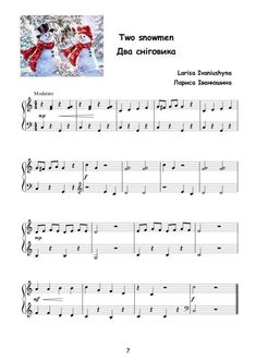 sheet music with two snowmen on it