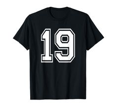 PRICES MAY VARY. Number 19 numbered apparel for sports team, school sport, uniform, jersey number for kids, men, women. Sports number for 19th birthday gift. Varsity player number for sports fan, basketball, baseball, football, futball, volleyball, soccer number. Lightweight, Classic fit, Double-needle sleeve and bottom hem Volleyball Clothing, Soccer Number, Coach Basketball, Soccer Clothing, Birthday 13, 19th Birthday Gifts, 19 Birthday, Sports Numbers, Volleyball Jerseys