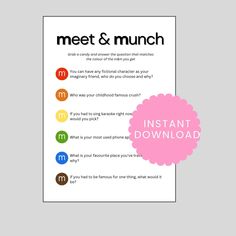 the text reads, meet and munch instant guide for beginners to learn how to use