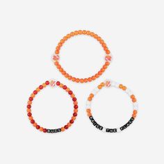 A whole new way to rep the team in style is here. Step up your fan fashion sense with this Tampa Bay Buccaneers Creamsicle 3 Pack Beaded Friendship Bracelet. These matching friendship bracelets have an all-over team-colored design and team logo displays, which makes them the perfect way to show your support for the Tampa Bay Buccaneers on gamedays and every day in between. Every bead bracelet design is the perfect addition to your outfit, whether you’re heading to the game, watching at home, or Casual Game Day Wristband With Letter Beads, Casual Friendship Bracelets With Letter Beads, Casual Orange Bracelets With Letter Beads, Personalized Red Casual Wristband, Red Personalized Casual Wristband, Casual Multicolor Bracelets For Game Day, Casual Red Friendship Bracelets With Letter Beads, Matching Friendship Bracelets, Cool Friendship Bracelets