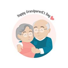 an elderly couple hugging each other with the words happy grandpa's day on it