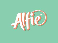 the word afie written in orange and white on a green background