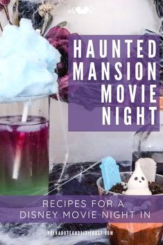 a halloween movie night with drinks and marshmallows