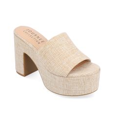 Journee Collection-Enyya Platform Sandal The Enyya platform sandal by Journee Collection features textured pattern, towering block heel, and sporty sole for a bold touch. Made of canvas upper, this slide sandal is designed with toe band style, open round toe, and 4 mm Tru Comfort Foam footbed to deliver exceptional comfort. Wishlist Board, Dress Sandals Flat, 2024 Travel, 2024 Wishlist, Bridal Wedding Shoes, Michael Kors Fashion, Adidas Fashion, Trending Sneakers, Dress Inspo