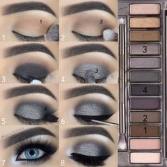 Одноклассники Eyeshadow For Grey Outfit, Formal Event Makeup Tutorial, Smokey Eyes Tutorial, Teknik Makeup, Grey Smokey Eye, New Makeup Ideas, Smokey Eye Easy, Grey Makeup