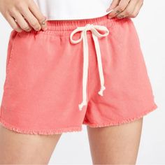 Questions? Leave A Comment Below! Pink Cotton Bottoms For Leisure, Pink Stretch Bottoms For Leisure, Pink Summer Loungewear Bottoms, Pink Summer Cotton Bottoms, Pink Cotton Summer Bottoms, Trendy Pink Bottoms For Leisure, Pink Stretch Shorts With Drawstring, Casual Pink Drawstring Shorts, Pink Stretch Shorts For Leisure