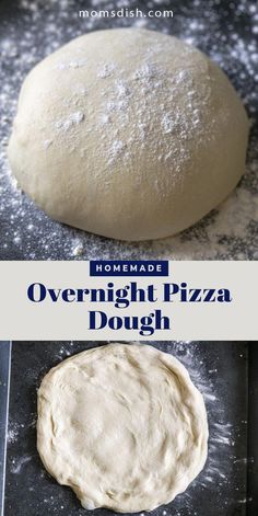 homemade overnight pizza dough is ready to be baked in the oven and put on a baking sheet