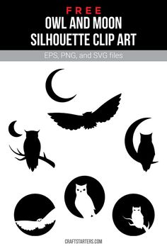 the owl and moon silhouette clip art is available for use in projects like crafts, paper cutting