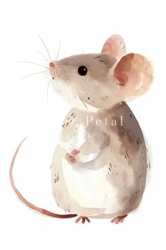 a watercolor painting of a rat on a white background