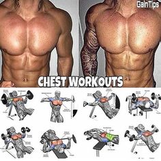 an image of chest workouts with the instructions to do it in front and back