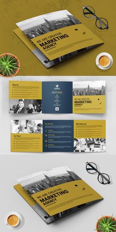 Business Agency Tri-Fold Brochure Square Corporate Identity Fold Brochure, Monetary Policy, Trifold Brochure, Video Template, Corporate Identity, Tri Fold, Marketing, Square