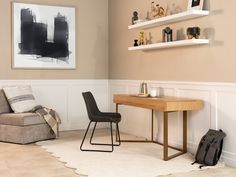 a chair and table in a room