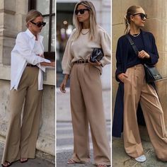 Wide Leg Pants Outfit Work, Wide Leg Trousers Outfit, Happy Hour Outfit, Beige Hose, Simple Work Outfits, Office Casual Outfit