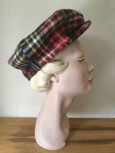 "Plenty of room in this big old Tam for dread locks, or just stylish for anyone to wear. These extra large Tams where fashionable in the 1970s Fabric feels like a cotton and poly or cotton and wool mix. Lined with a satiny grosgrain Has a faux leather headband that shows some wear Brim snaps to hat, can be worn snaped or not for more height Has a button on the top This Tam has seen some wear, but has plenty of life left in it! No rips, stains , tears or off smells Marked: Fashion Club Deluxe x- Vintage Cotton Hat One Size, Vintage Multicolor Hats For Fall, Vintage Red Hat For Fall, Retro Fall Hats One Size, Retro Fall Hat One Size, Retro One Size Hats For Fall, Vintage Multicolor Flat Cap, Vintage Multicolor Hats, One Size Fits Most, Vintage Multicolor Hat, One Size Fits Most