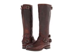 Frye Veronica Back Zip Frye Veronica, Dark Brown Boots, Brown Stone, Harness Boots, Frye Boots, Slouched Boots, Buckle Boots, Beautiful Boots, Frye Shoes