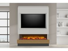 a modern fireplace with a flat screen tv above it