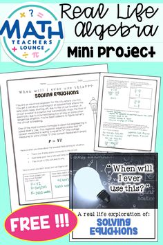 a poster with the text real life algebra mini project