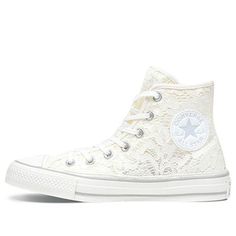 (WMNS) Converse Chuck Taylor All Star Flower Lace 561286C (SNKR/Retro/Casual/Women's/High Top) Lace Converse Shoes, Converse Embroidery, Bridal Converse, Converse Wedding Shoes, Purple Crayon, Wedding Converse, Custom Converse, White Converse, Flower Lace