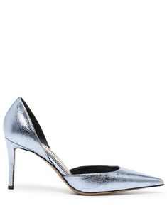 Shop Alexandre Vauthier Raquel pointed-toe pumps Silver Patent Leather Pointed Toe Heels, Luxury Metallic Silver Pointed Toe Heels, Designer Blue Pointed Toe Heels, Metallic Heels With 4-inch Pointed Toe, Alexandre Vauthier Shoes, Alexandre Vauthier, Blue Pumps, Loafer Mules, Flat Boots