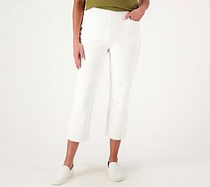 These pull-on style pants with a stylish tab detail boast plenty of comfortable stretch and a trendy crop cut so you can keep cozy and cute in warmer weather. From Susan Graver. Stretch Cropped Leg Pants With Pull-on Style, Chic Cropped Leg Pull-on Pants, Chic Stretch Cropped Leg Pants, Chic Stretch Cropped Pants, Fall Cropped Leg Pull-on Style Pants, Fall Cropped Leg Pull-on Pants, Fall Cropped Leg Pants With Pull-on Style, Chic Capri Pants With Pockets, Relaxed Fit Pull-on Capris For Work