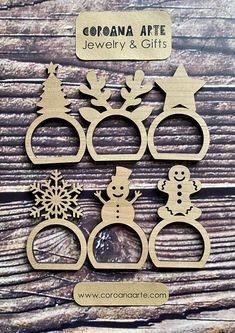 wooden cutouts with snowmen and christmas decorations