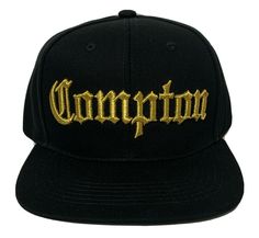 STRAIGHT OUTTA COMPTON CITY LA CA EAZY E DR DRE ICE CUBE NWA SNAPBACK CAP HAT Embroidered golden lettering COMPTON at front panel and California State on the back. Black color. With adjustable plastic snapback, you can adjust the size. 100% Cotton. - Shipping in US and APO/FPO is FREE. Any questions please let us know. Paypal accepted. Feel free to use any other payments beside paypal.   Buyer is responsible to provide current, complete full and valid address based on USPS domestic format.  Buye Adjustable Gold Snapback Baseball Cap, Gold Adjustable Snapback Baseball Cap, Gold Snapback Hat With Curved Brim, Gold Adjustable Snapback Hat With Curved Brim, Gold Curved Brim Adjustable Snapback Hat, Gold One Size Snapback Baseball Cap, Adjustable Gold Snapback Cap, Adjustable Gold Snapback Hat, Gold Adjustable Flat Bill Baseball Cap