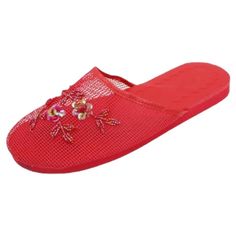 Women's Chinese Slippers Sandals Slip On Colors Sizes Red Closed Toe Sandals For Spring, Comfortable Non-slip Red Sandals, Red Flat Sandals For Spring, Red Synthetic Closed Toe Slippers, Spring Red Non-slip Flip Flops, Red Non-slip Slip-on Slippers, Red Synthetic Slip-on Flip Flops, Comfortable Red Open Toe Slippers, Red Synthetic Slippers For Summer