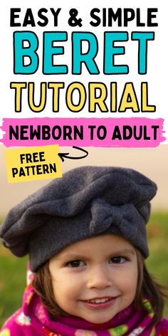 Free pattern for kids to adults! Easy beret tutorial. Learn how to sew this cute hat! Beret Hat Pattern Sewing, Diy Beret Hat, How To Make A Beret, Beret Sewing Pattern, Fleece Hat Pattern, Fleece Sewing Projects, Hat Sewing Pattern, Hat Sewing, Beret Pattern