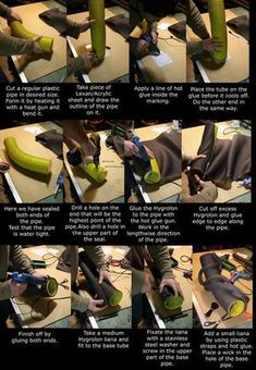 the instructions for how to make a vase out of plastic bottles and duct tape are shown