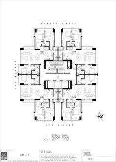 the floor plan for an office building with multiple floors and several rooms, including two levels