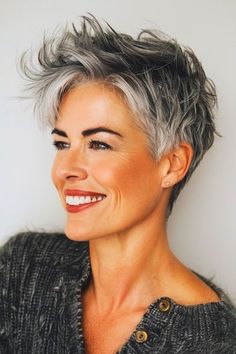 Short Funky Grey Hairstyles, Edgy Short Hair Styles For Women, Short Spiky Hairstyles For Women Over 50, Funky Short Hair Over 50, Funky Short Haircuts, Wavy Pixie Haircut, Spiky Hairstyles