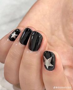 Mens Nails, Punk Nails, Short Gel Nails, Goth Nails, Grunge Nails, Pretty Gel Nails, Star Nails, Dream Nails, Funky Nails